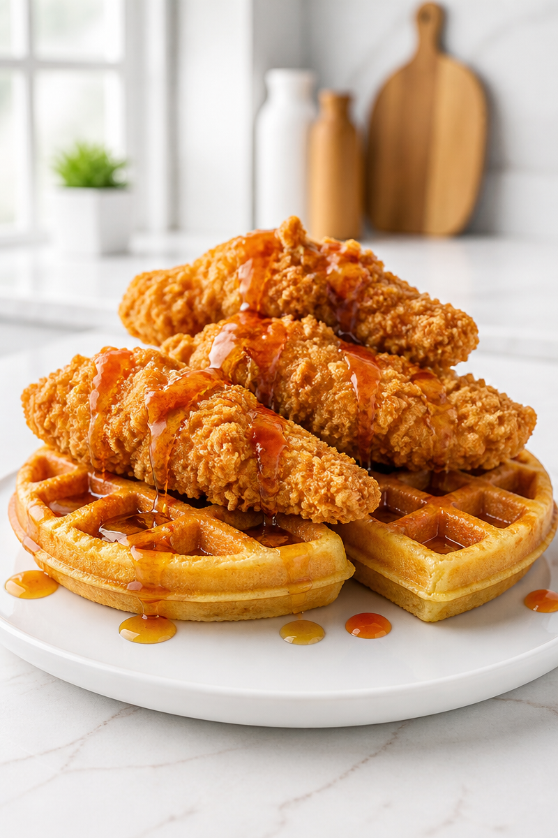 Crispy Baked Chicken Tender Waffle