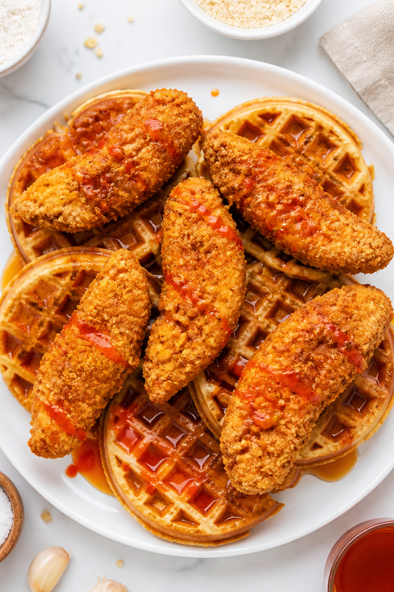 Crispy Baked Chicken Tender Waffle