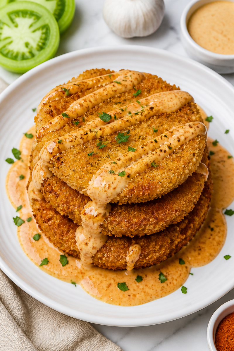 Crispy Fried Green Tomato Stack