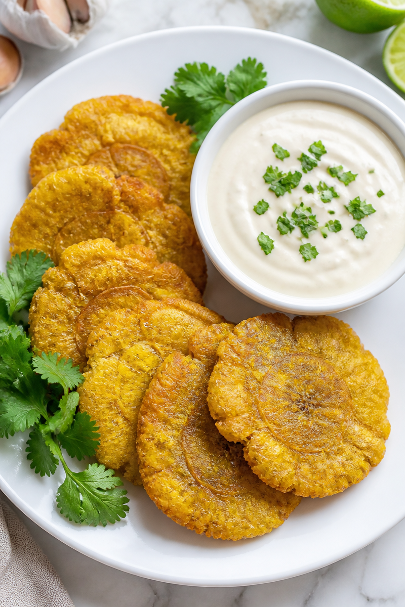 Crispy Fried Tostones Garlic Dip Crispy Fried Tostones Garlic Dip