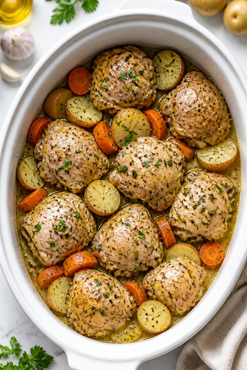 Crockpot Chicken Thigh Dinner Bake Crockpot Chicken Thigh Dinner Bake