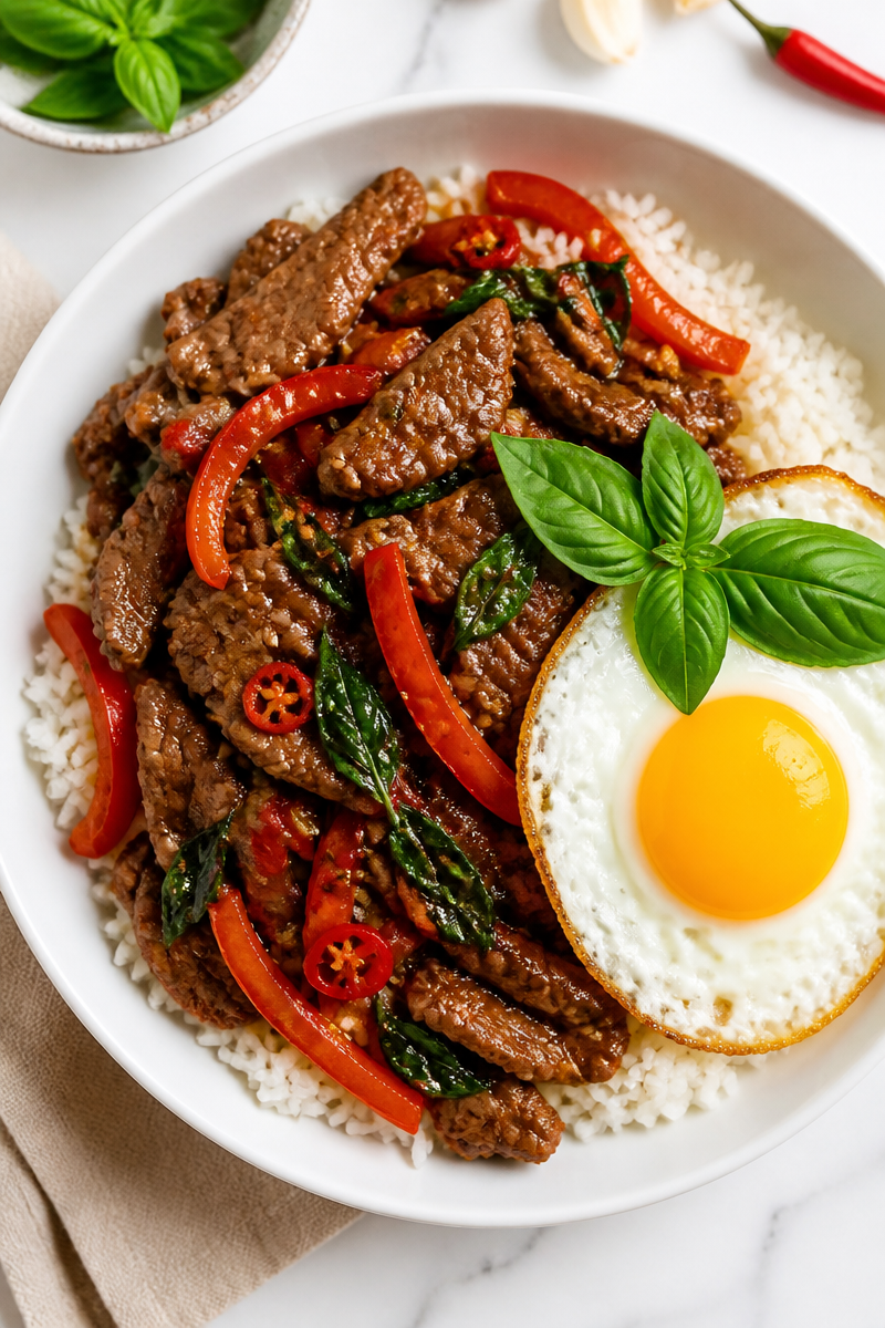 Crockpot Thai Basil Beef Rice