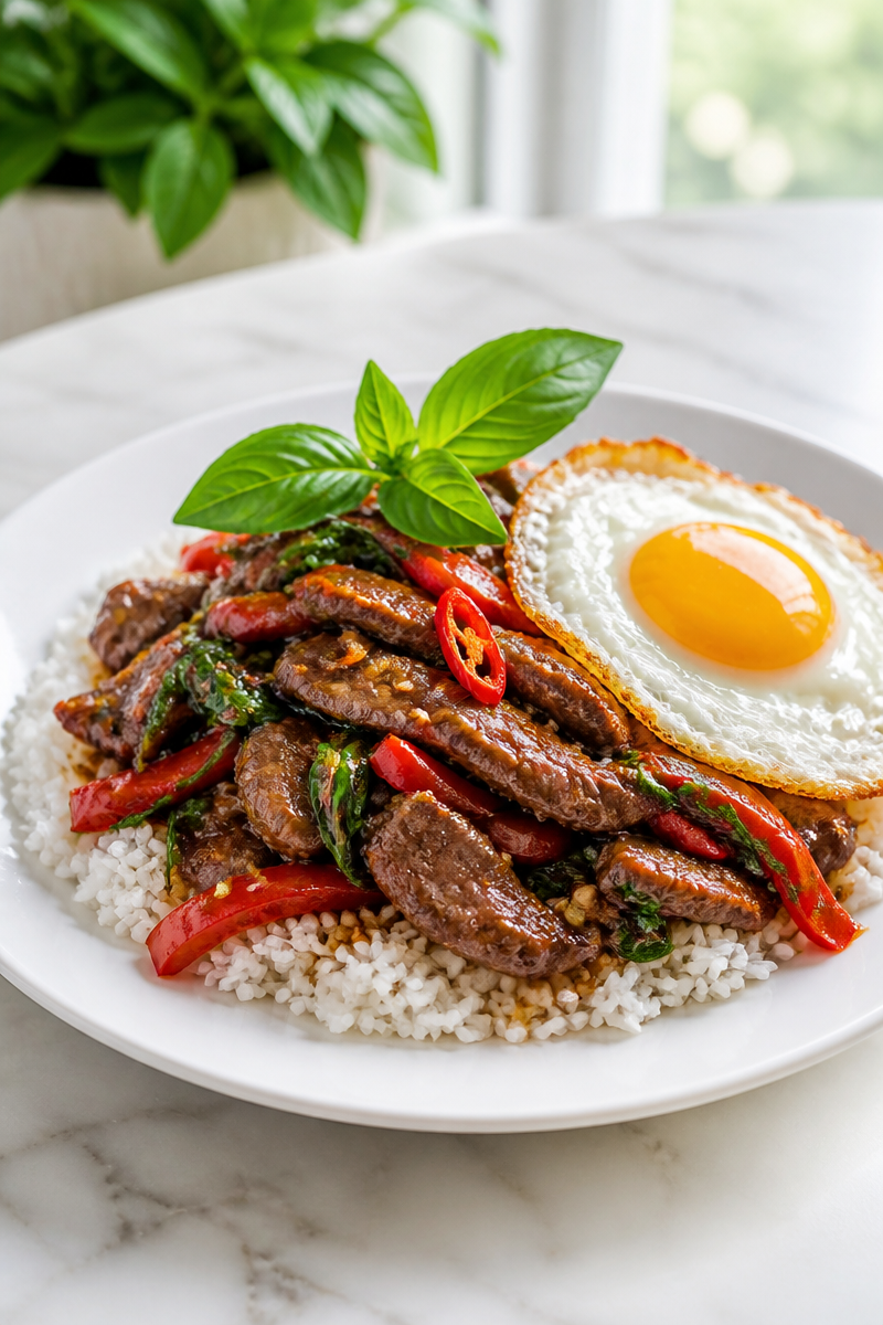 Crockpot Thai Basil Beef Rice