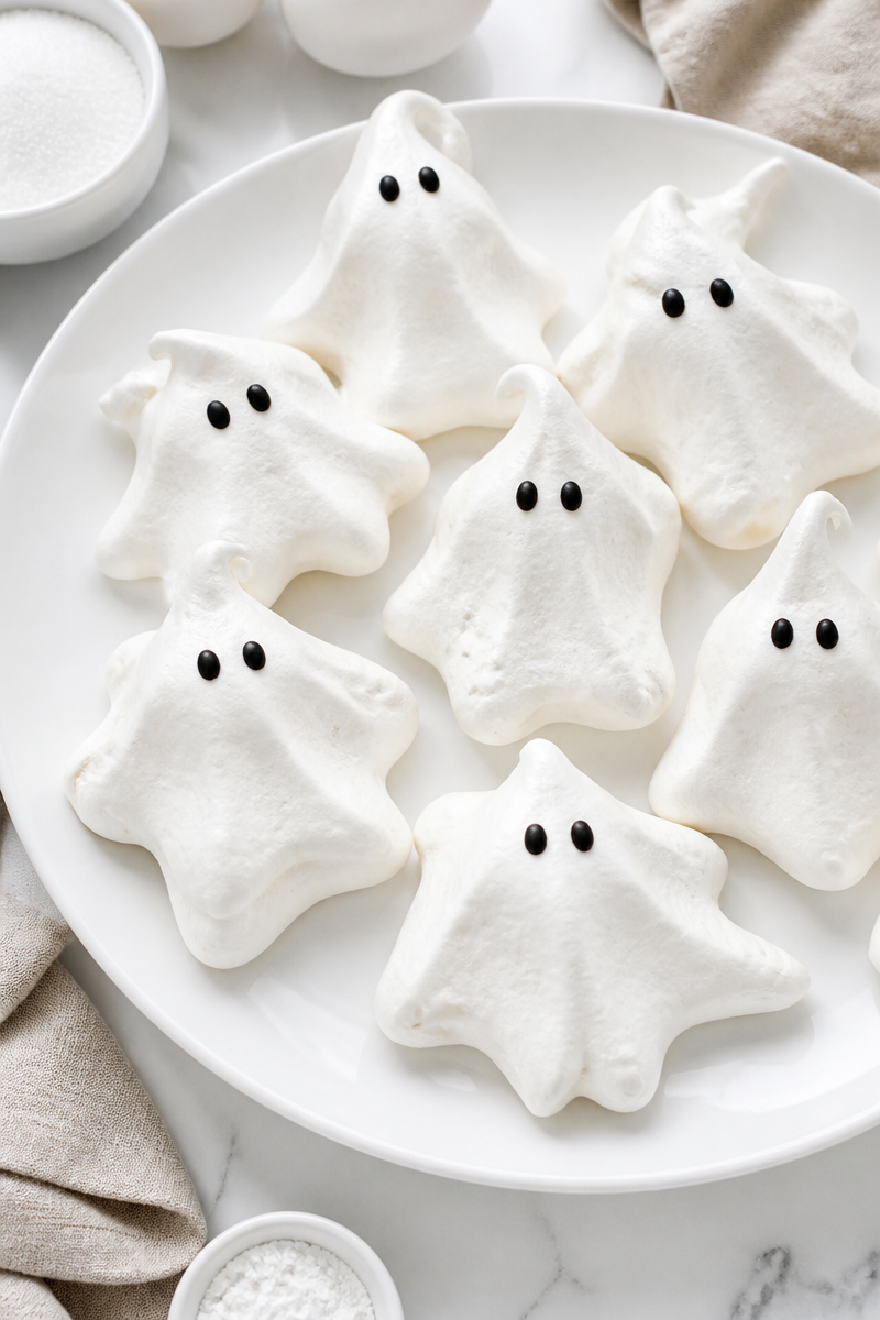 Crunchy Ghost Shaped Meringue Cookie