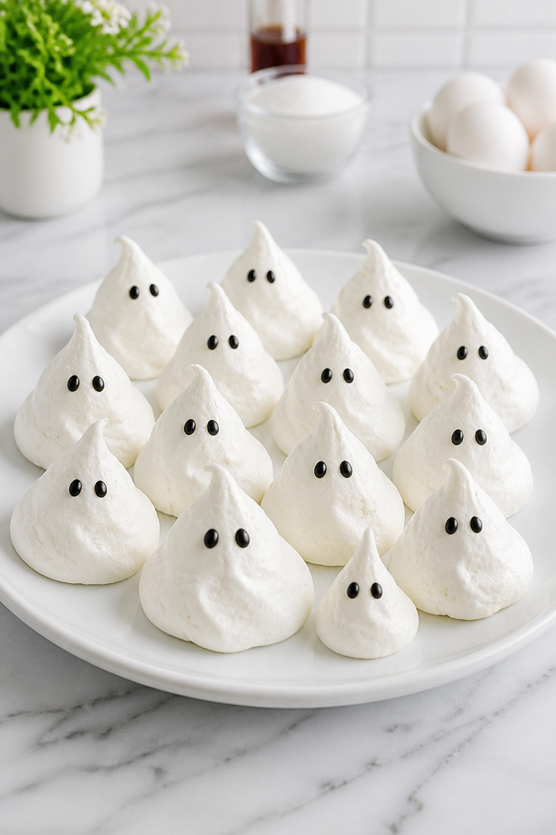 Crunchy Ghost Shaped Meringue Cookie
