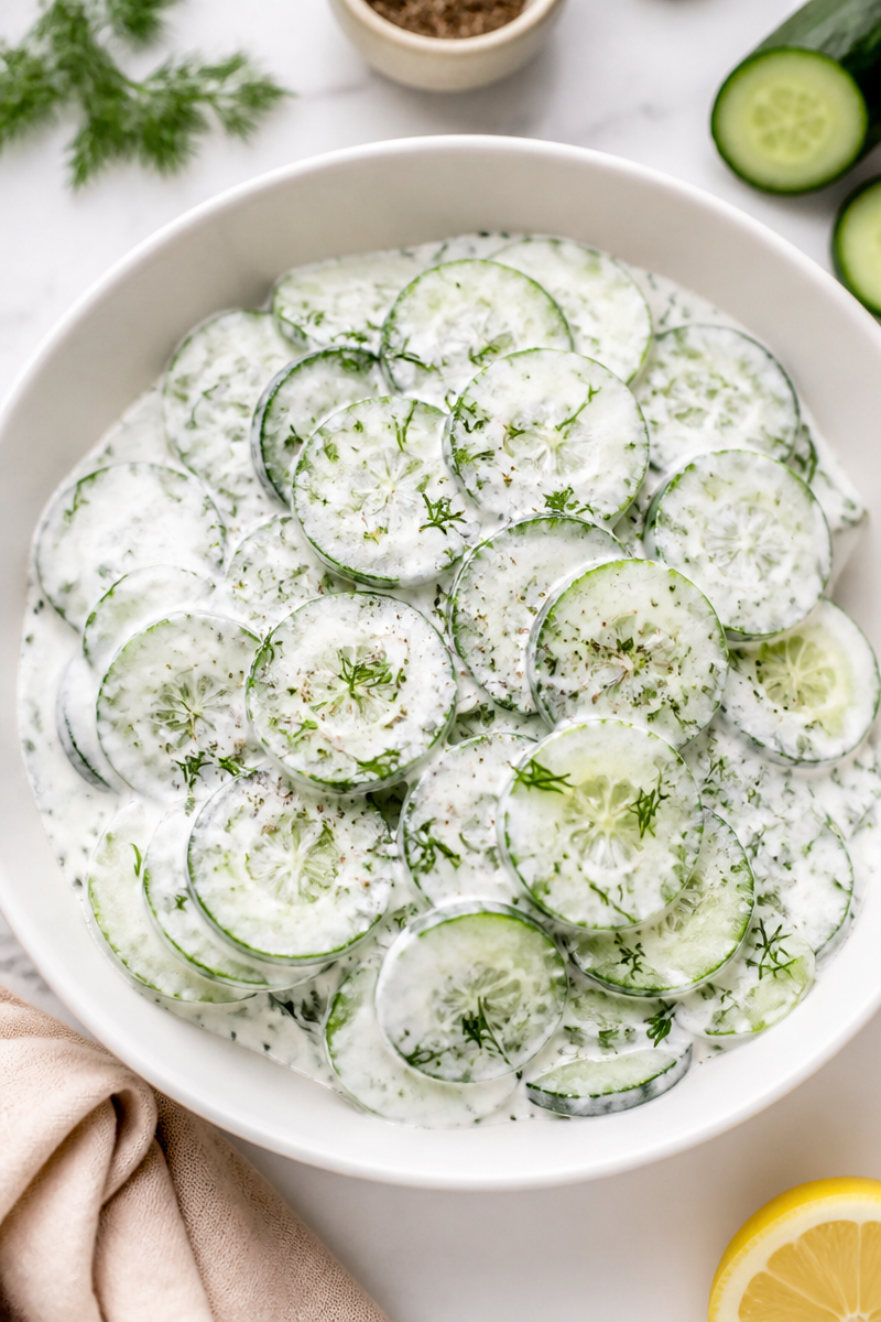 Cucumber Dill Sour Cream Salad