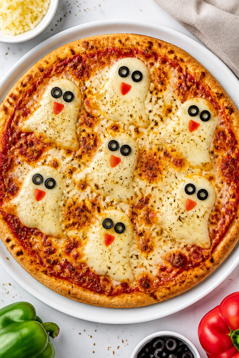 Cute Ghost Mozzarella Cheese Pizza Cute Ghost Mozzarella Cheese Pizza