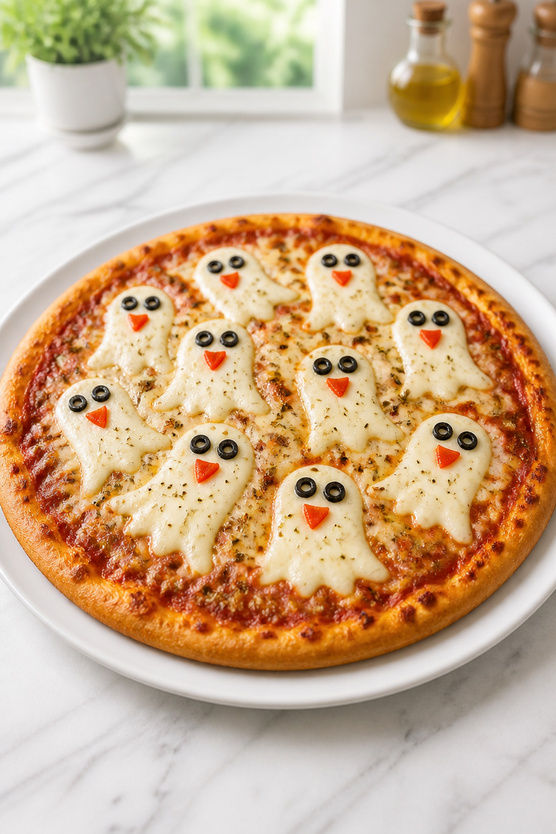 Cute Ghost Mozzarella Cheese Pizza Cute Ghost Mozzarella Cheese Pizza