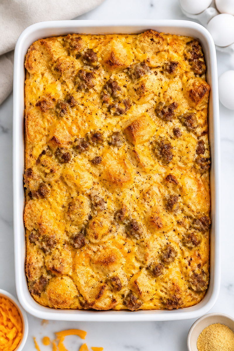 Easy Sausage Egg Strata Overnight Bake Easy Sausage Egg Strata Overnight Bake