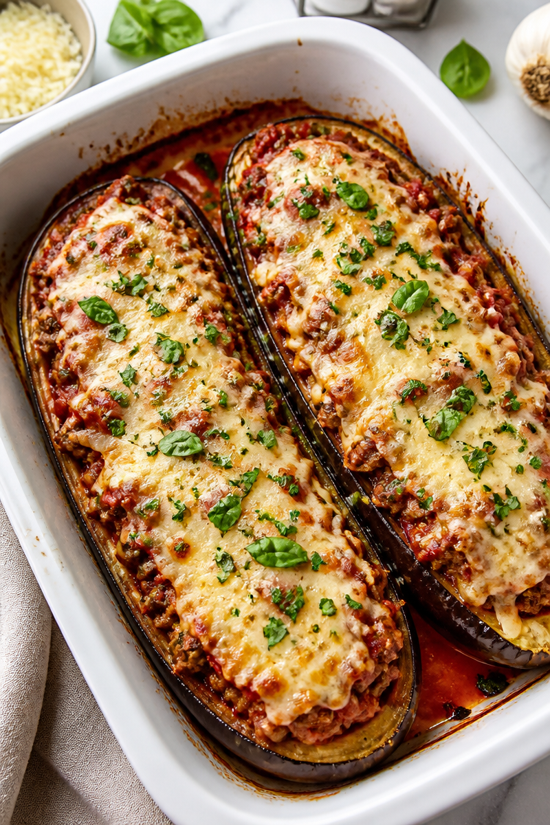 Eggplant Boat Cheesy Keto Comfort Dinner Eggplant Boat Cheesy Keto Comfort Dinner