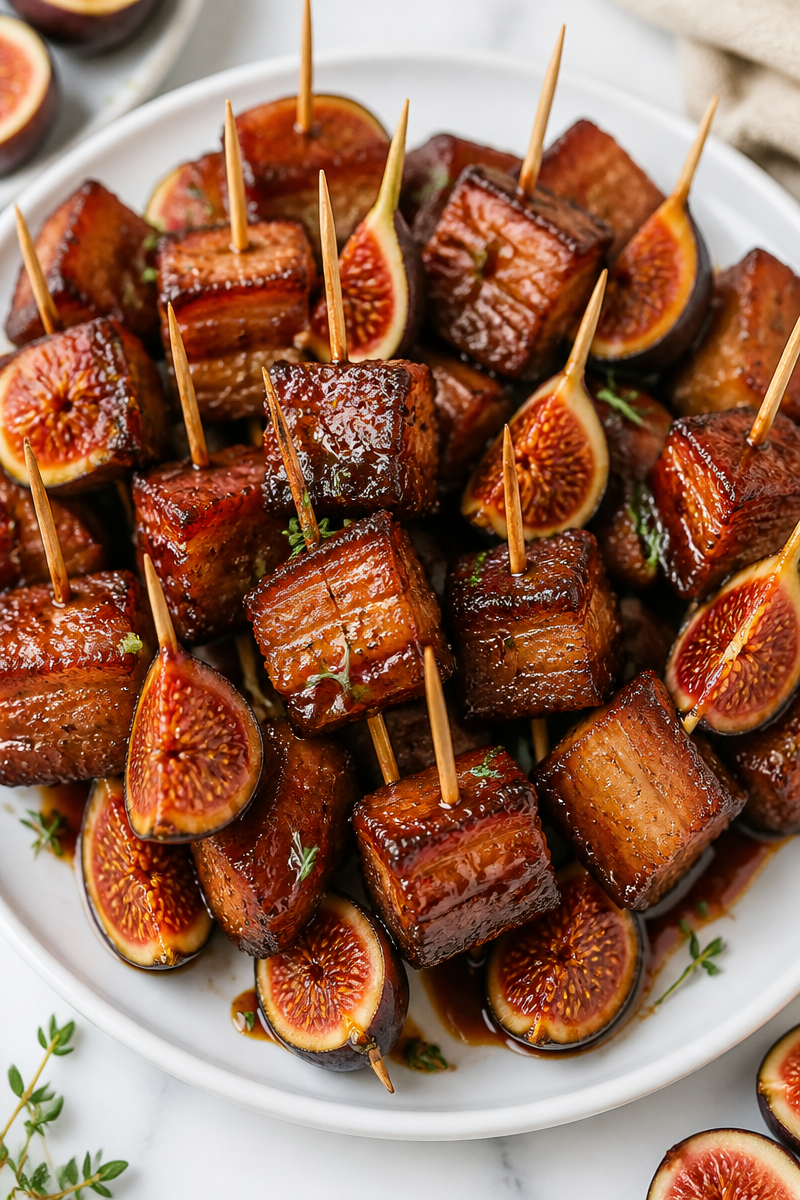 Fig Balsamic Glazed Pork Belly Bite Fig Balsamic Glazed Pork Belly Bite