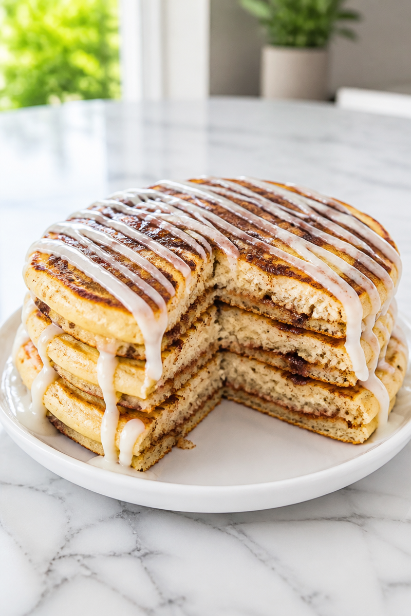 Fluffy Cinnamon Roll Stuffed Pancakes Fluffy Cinnamon Roll Stuffed Pancakes