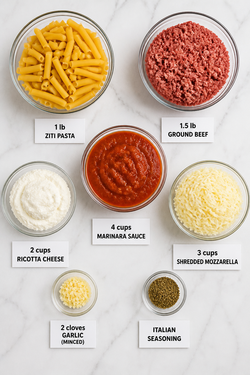 Freezer Baked Ziti Family Size Meal