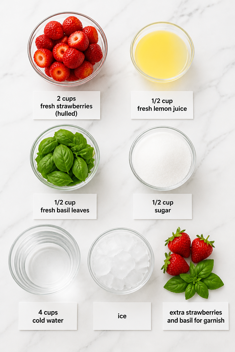 Fresh Strawberry Basil Lemonade Drink