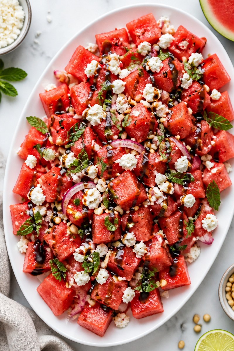 Fresh Watermelon Feta Mint Salad Fresh Watermelon Feta Mint Salad