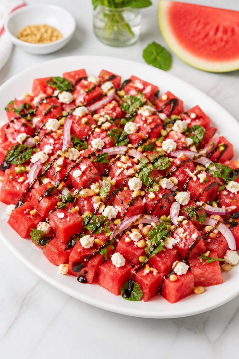 Fresh Watermelon Feta Mint Salad Fresh Watermelon Feta Mint Salad