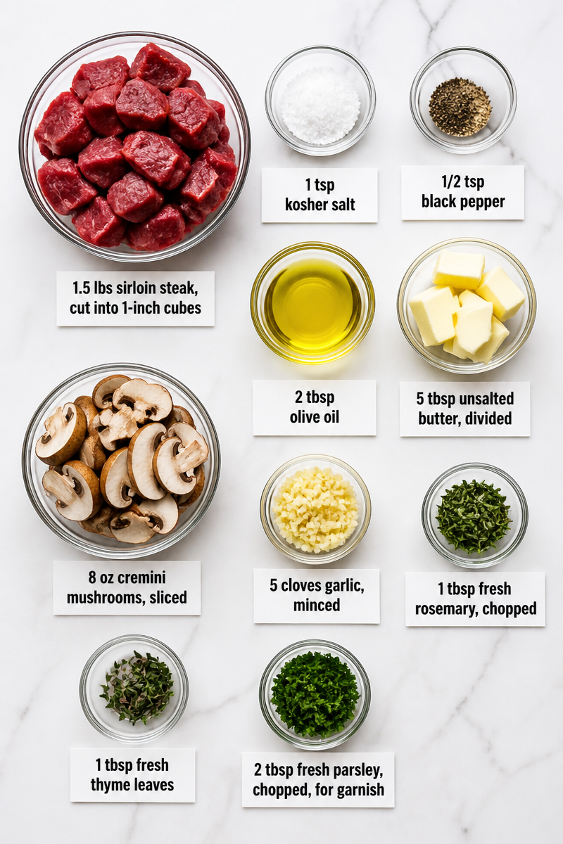 Garlic Butter Steak Bite Mushroom Skillet Garlic Butter Steak Bite Mushroom Skillet
