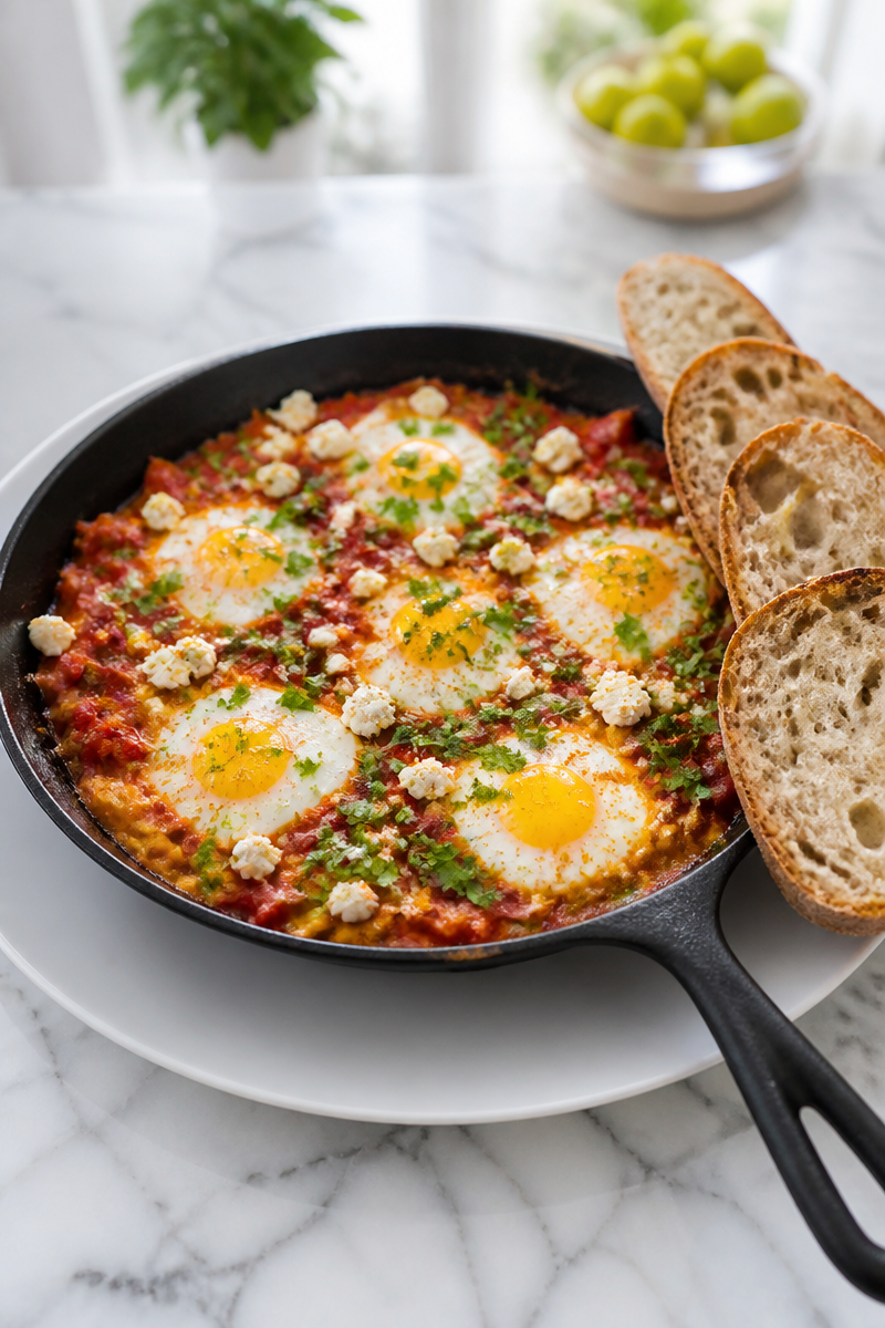 Golden Turmeric Shakshuka Skillet Eggs