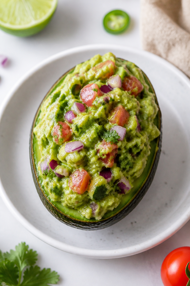 Green Monster Guacamole Stuffed Avocado Half Green Monster Guacamole Stuffed Avocado Half