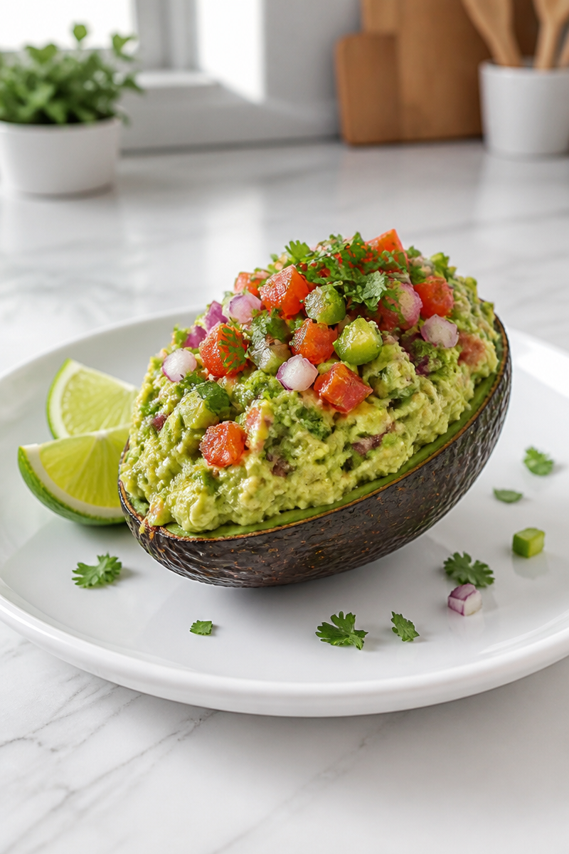Green Monster Guacamole Stuffed Avocado Half Green Monster Guacamole Stuffed Avocado Half