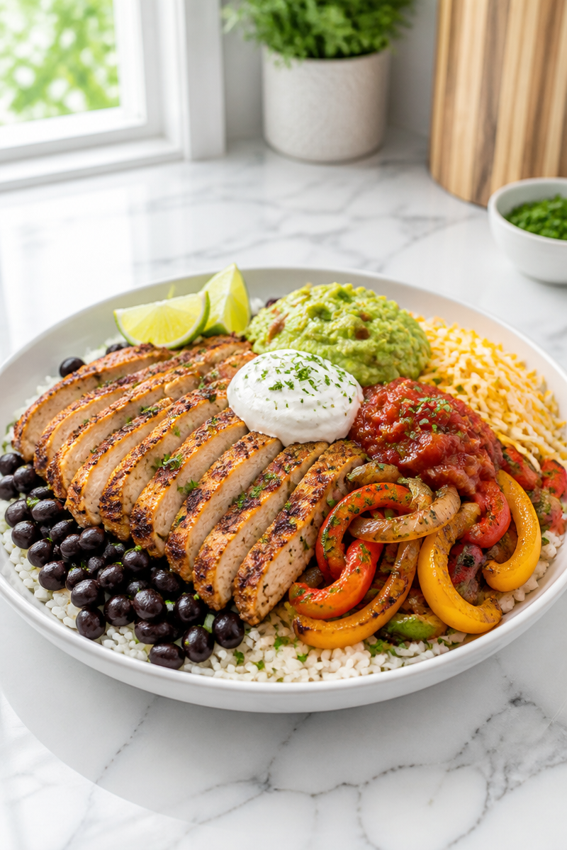 Grilled Chicken Fajita Bowl Peppers
