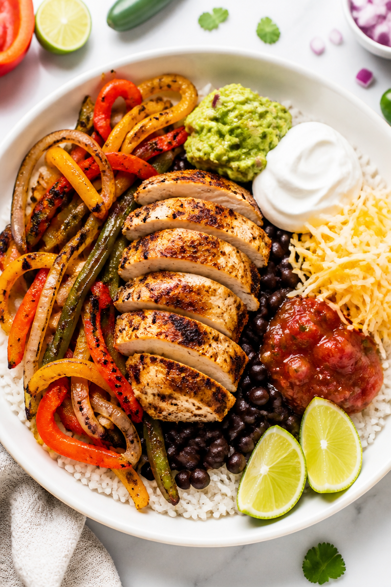 Grilled Chicken Fajita Bowl Peppers