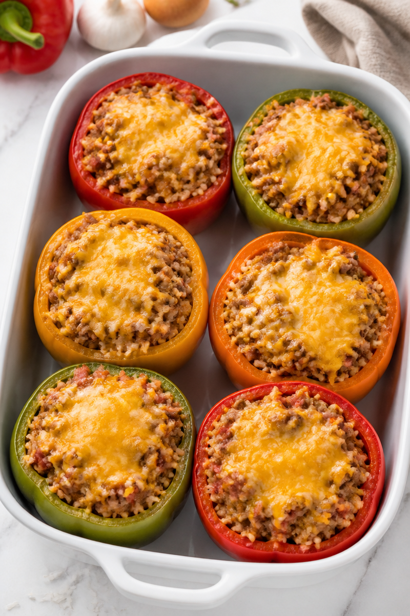 Ground Beef Freezer Meal Stuffed Pepper