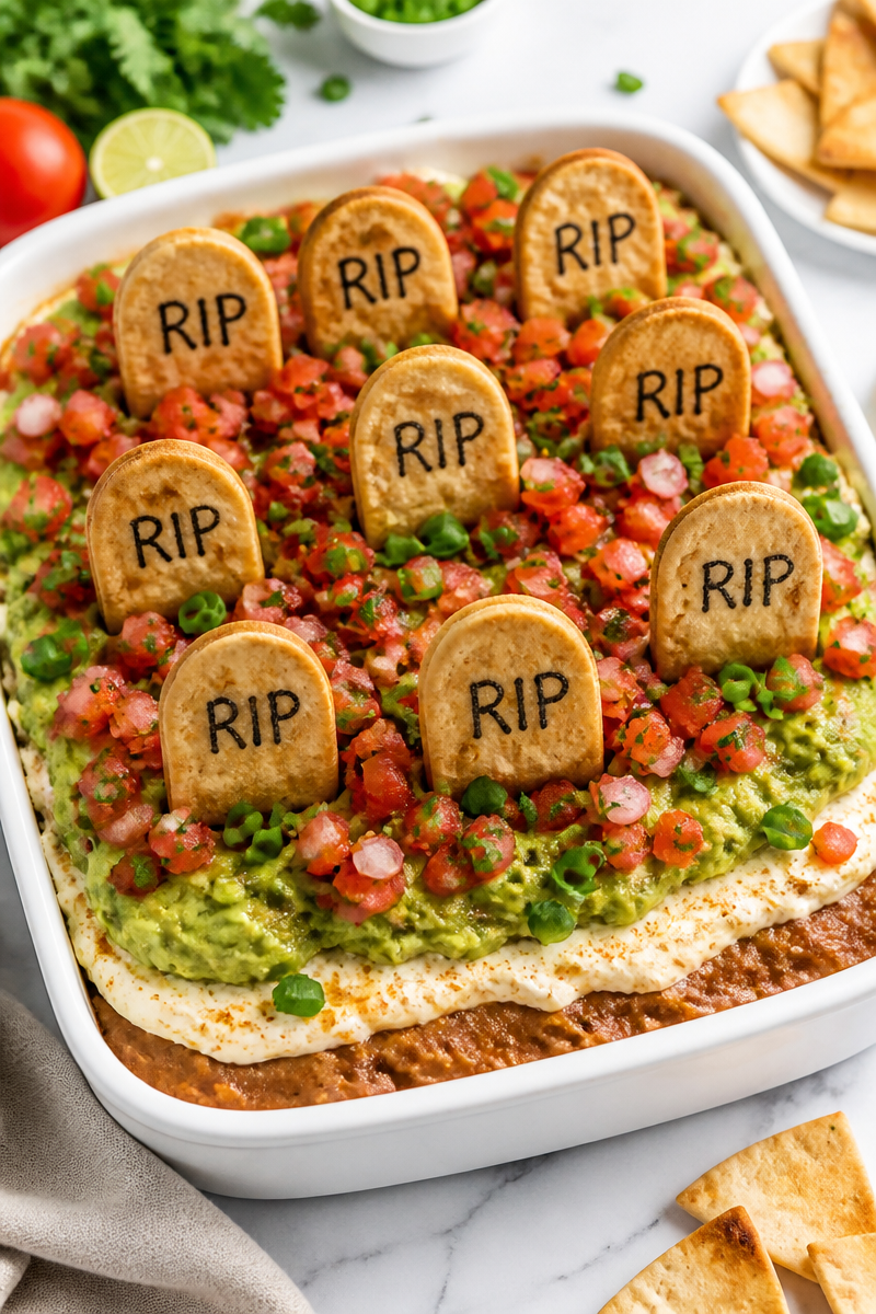 Guacamole Graveyard Dip Layered Halloween Guacamole Graveyard Dip Layered Halloween