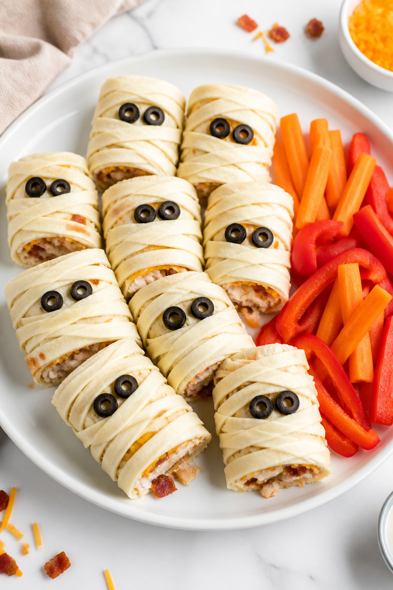 Halloween Mummy Chicken Bacon Ranch Wrap