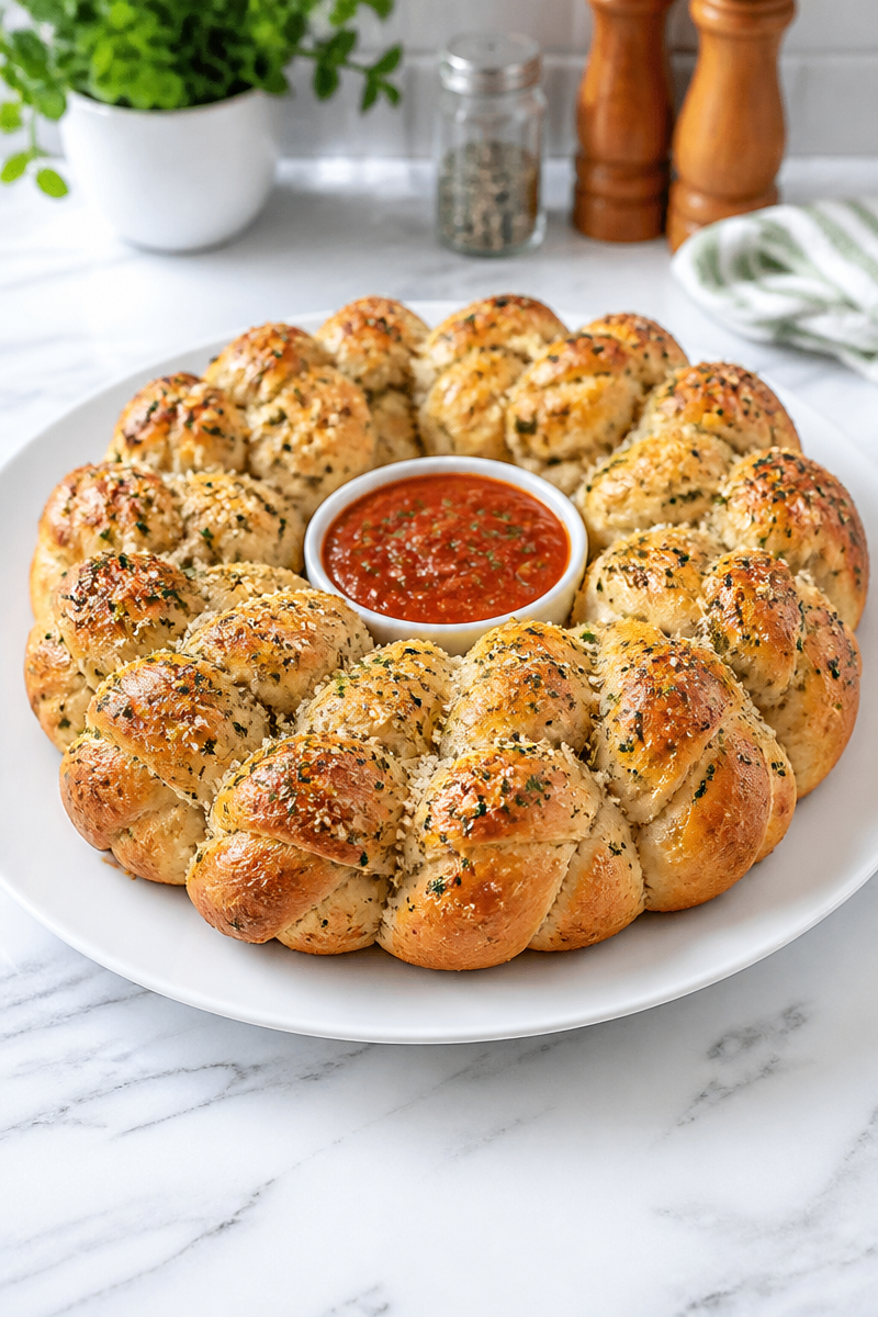 Herb Garlic Knot Pull Apart Ring Herb Garlic Knot Pull Apart Ring
