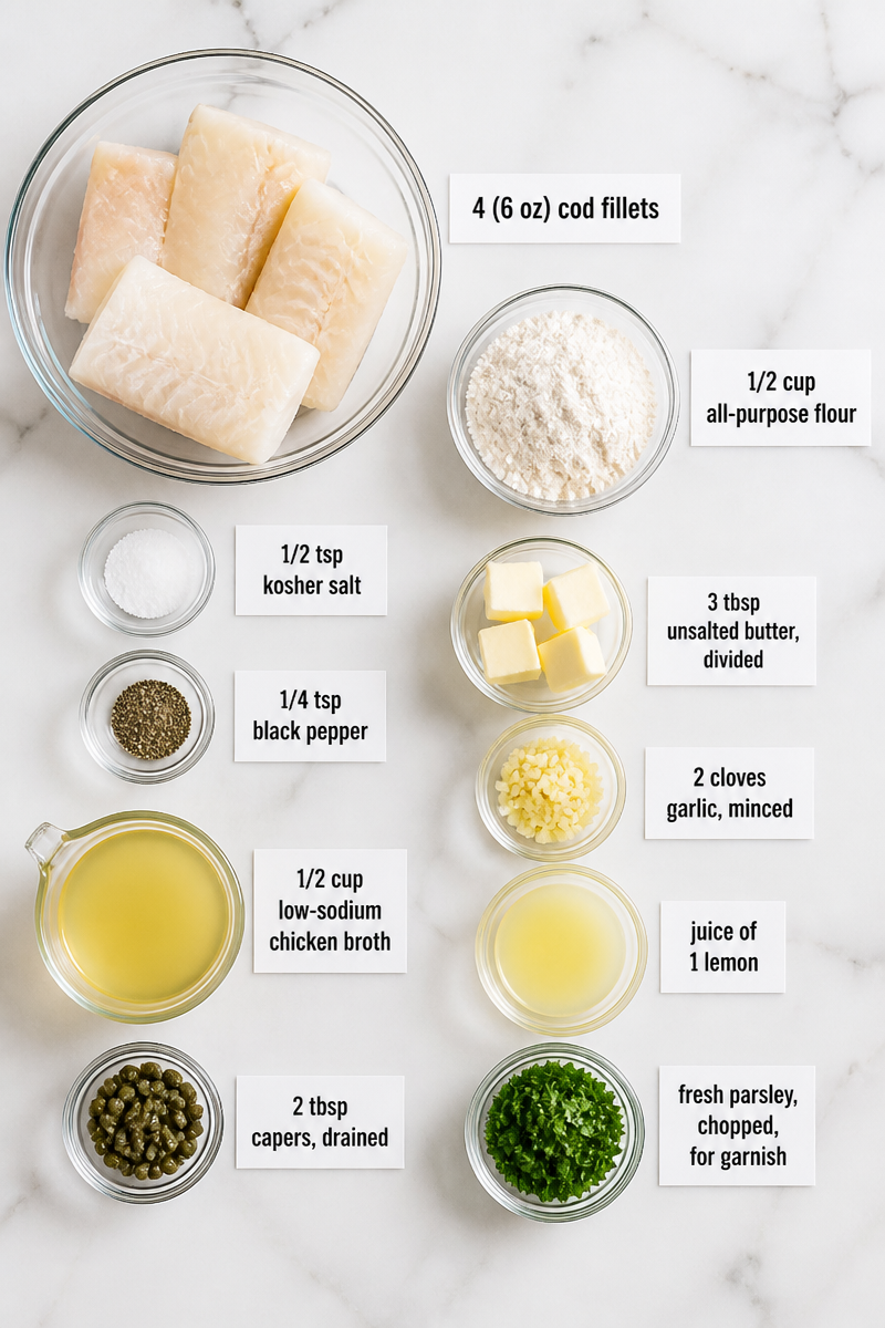 High Protein Baked Cod Piccata High Protein Baked Cod Piccata