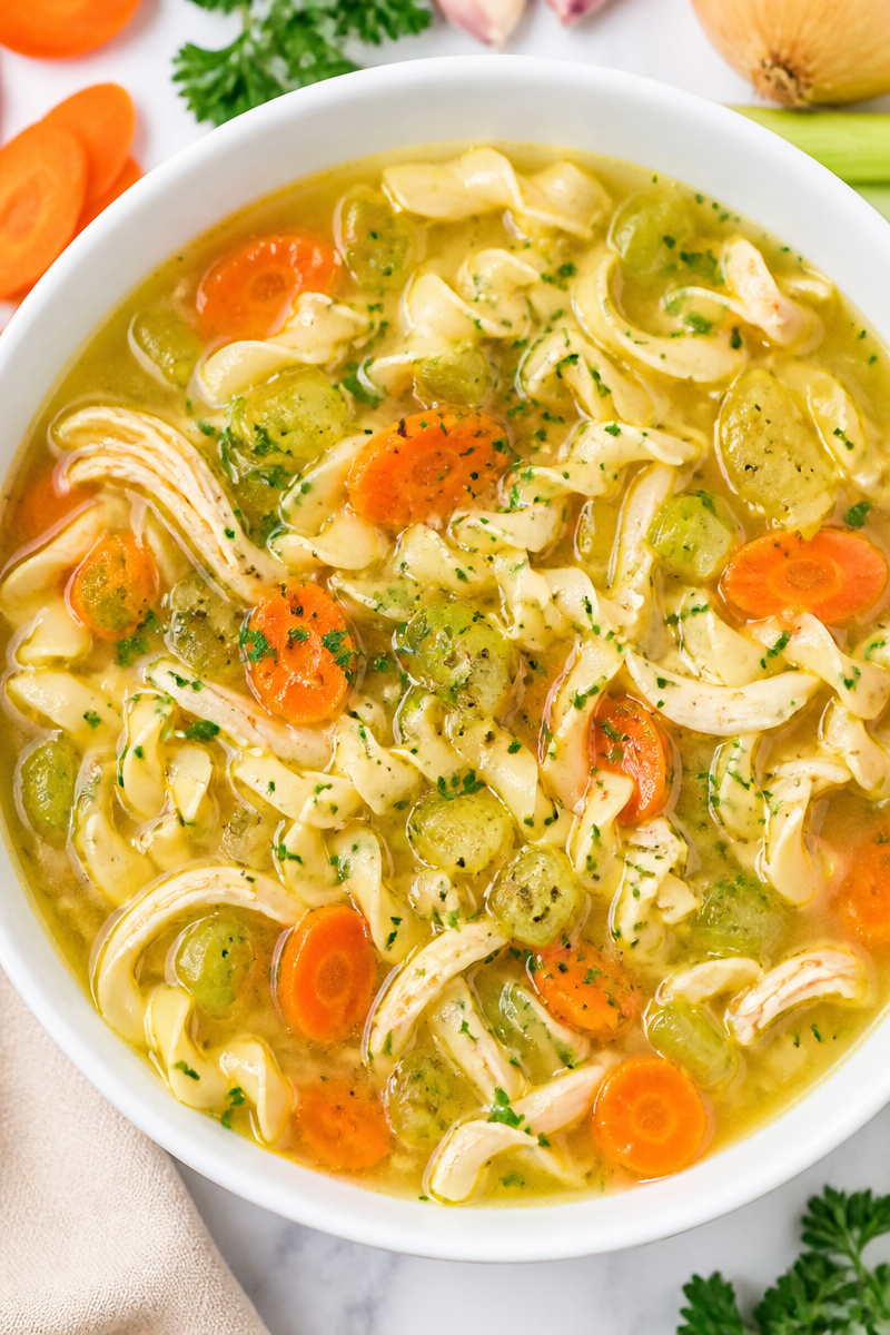 Homemade Chicken Noodle Soup Dinner