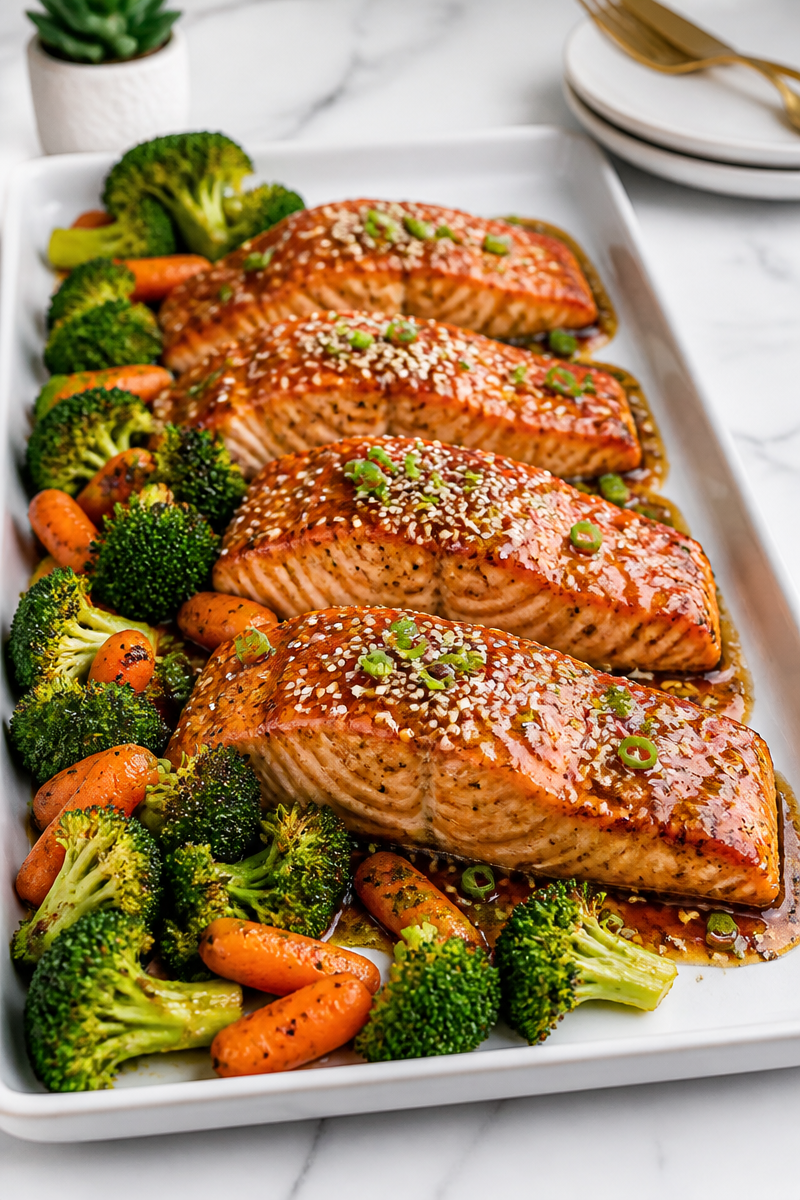 Honey Garlic Salmon Sheet Pan Dinner