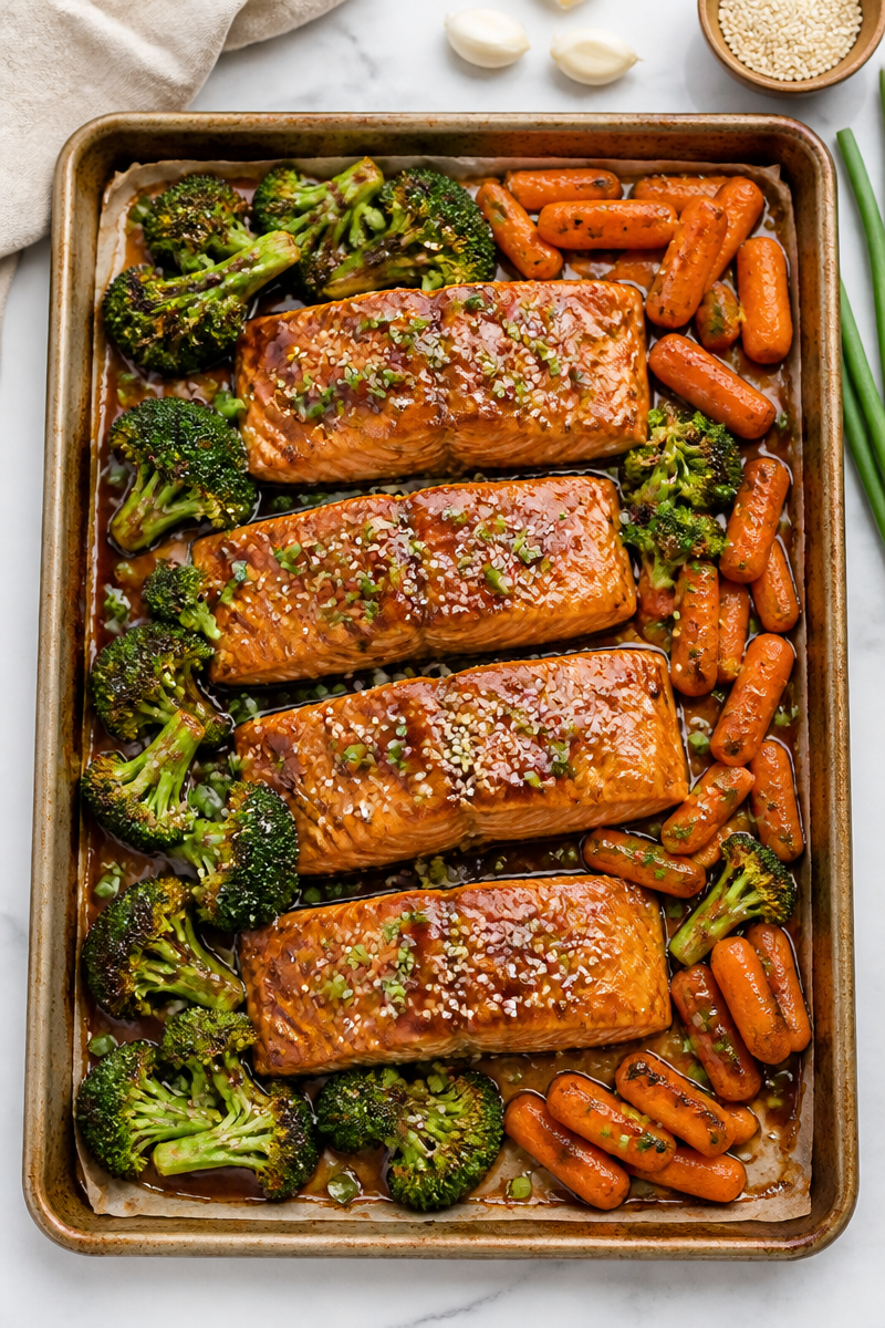 Honey Garlic Salmon Sheet Pan Dinner