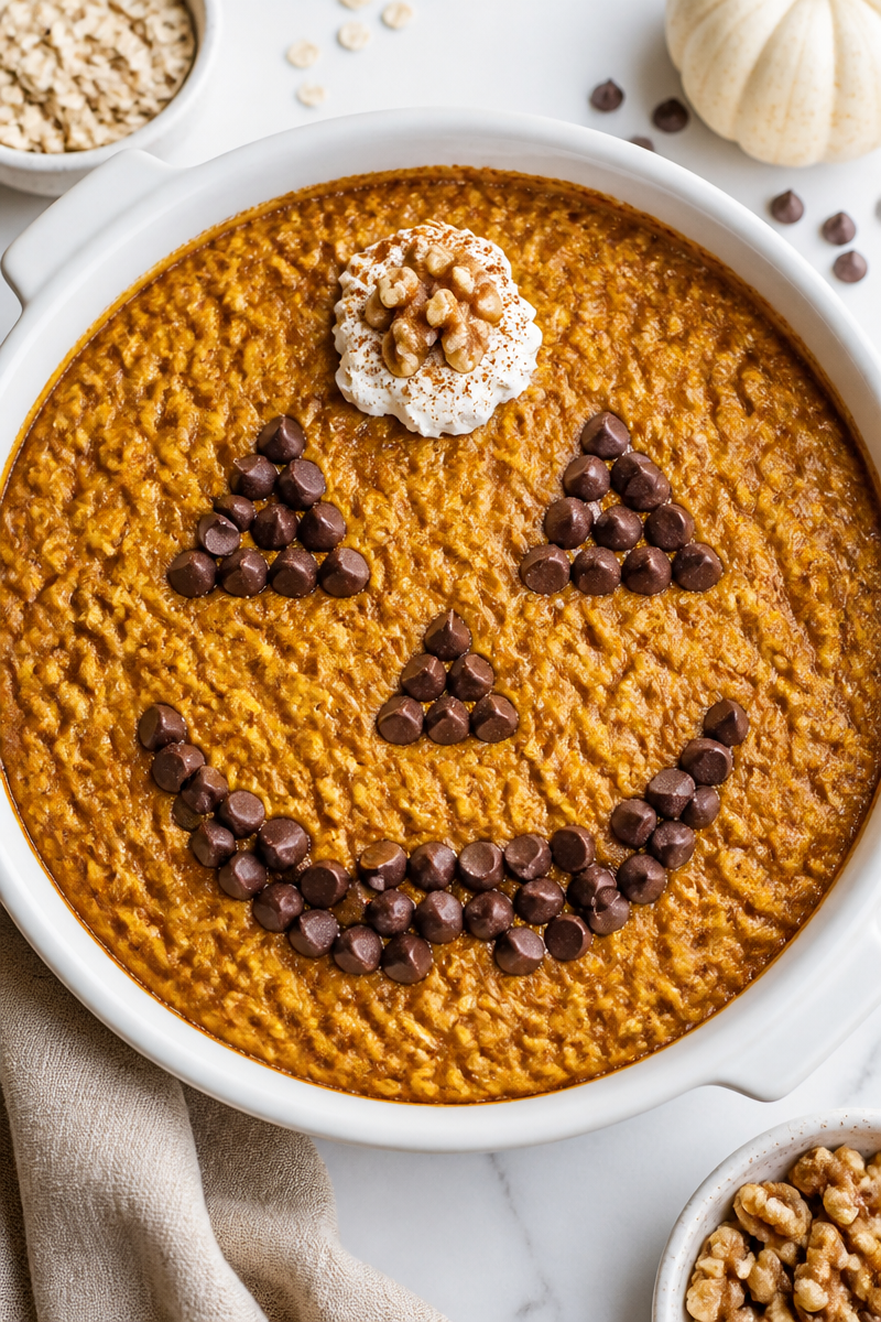 Jack O Lantern Pumpkin Baked Oatmeal Bowl Jack O Lantern Pumpkin Baked Oatmeal Bowl