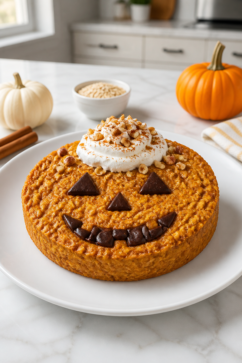 Jack O Lantern Pumpkin Baked Oatmeal Bowl Jack O Lantern Pumpkin Baked Oatmeal Bowl