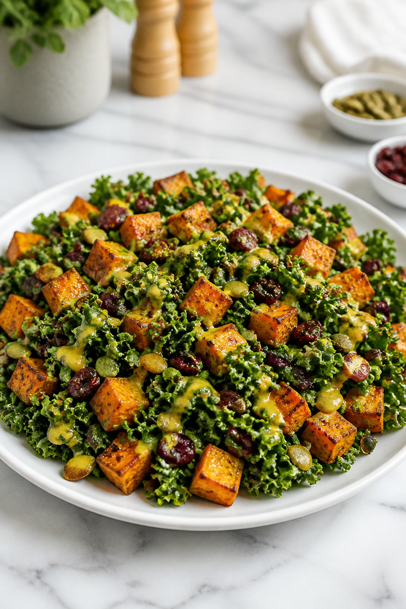 Kale Sweet Potato Curry Maple Dressing Kale Sweet Potato Curry Maple Dressing