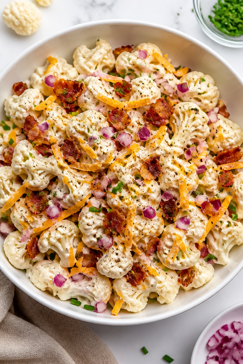 Keto Bacon Ranch Cauliflower Salad