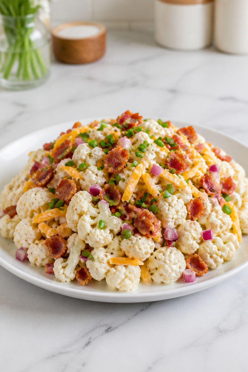 Keto Bacon Ranch Cauliflower Salad