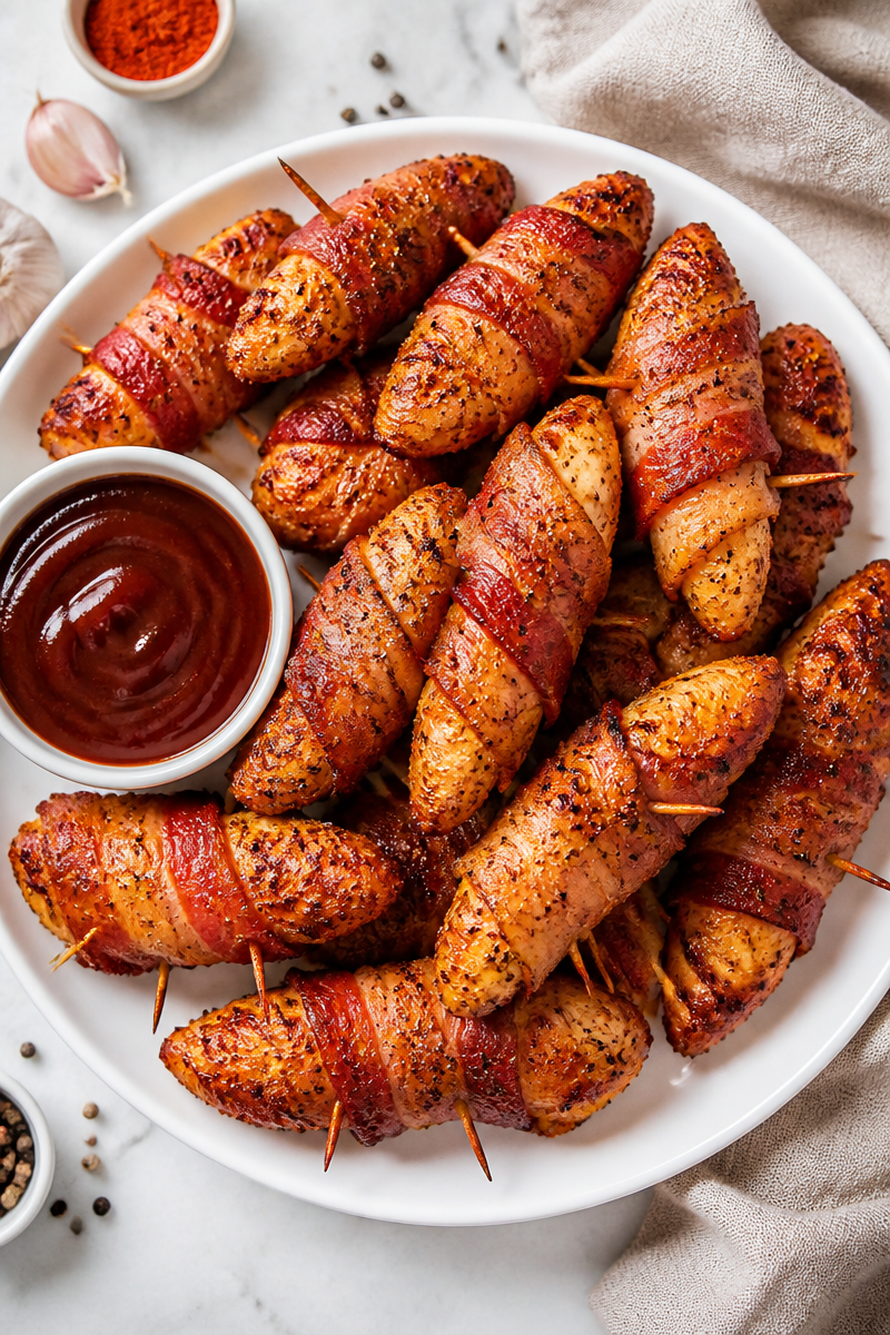 Keto Bacon Wrapped Chicken Tenders