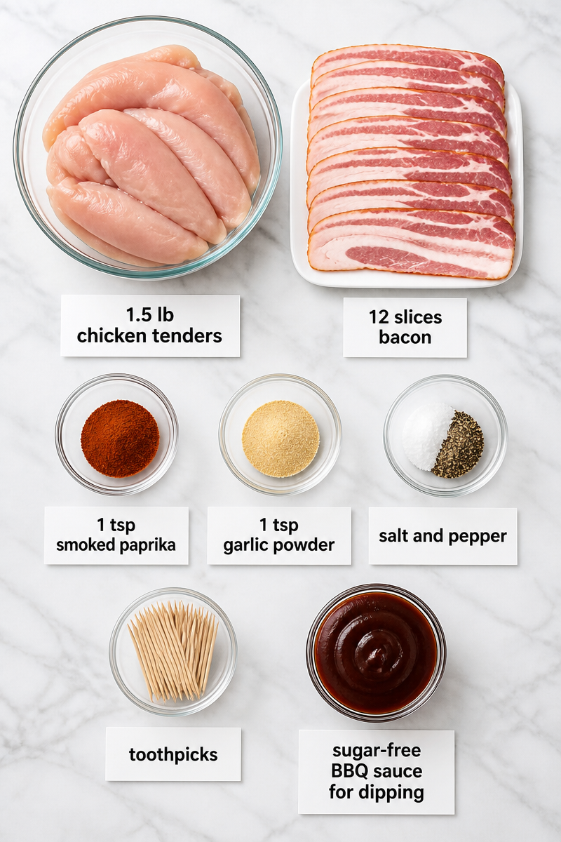Keto Bacon Wrapped Chicken Tenders