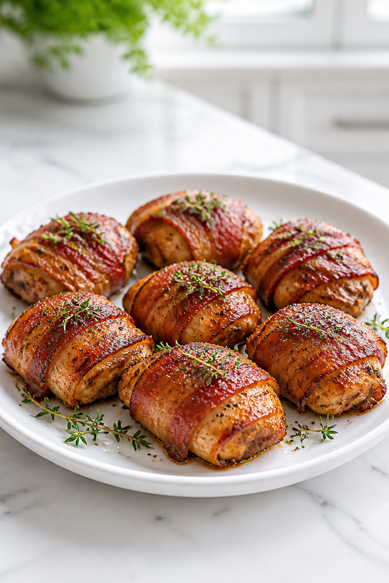 Keto Bacon Wrapped Chicken Thigh