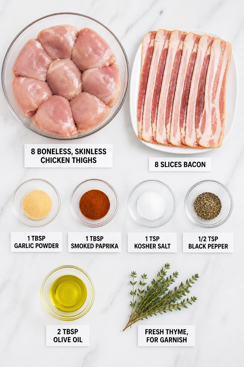 Keto Bacon Wrapped Chicken Thigh