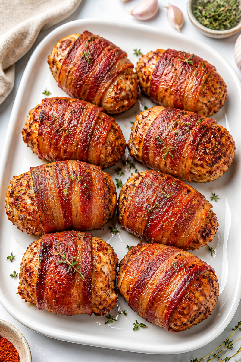 Keto Bacon Wrapped Chicken Thigh