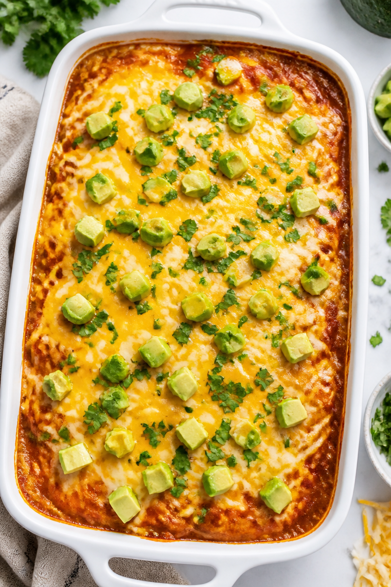 Keto Chicken Enchilada Casserole Bake
