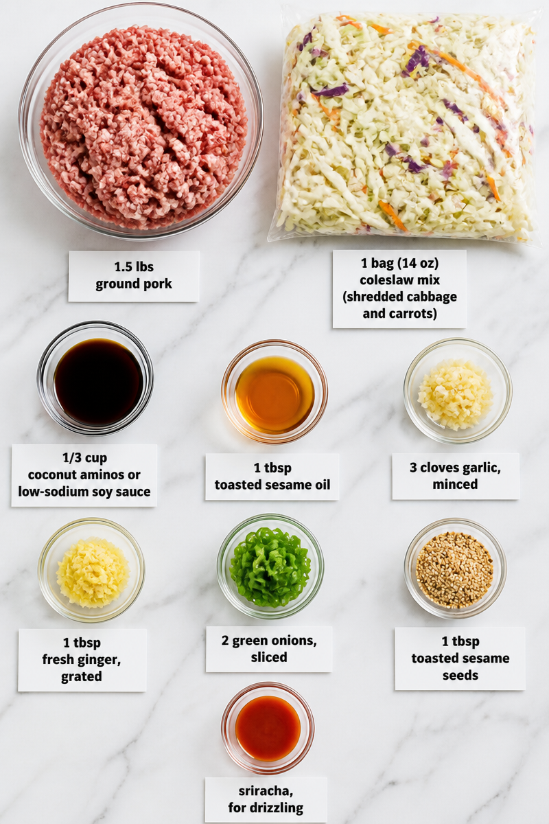 Keto Egg Roll Bowl Ground Pork