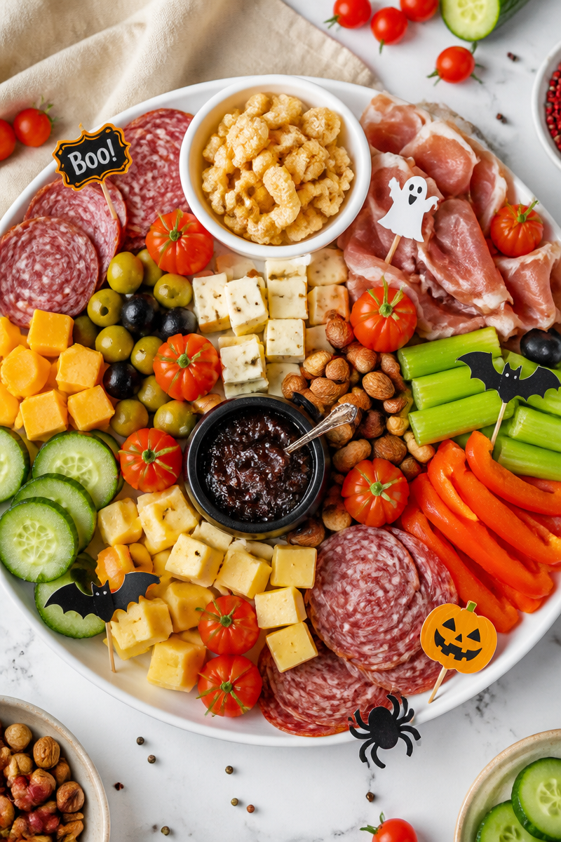 Keto Halloween Charcuterie Board Spread