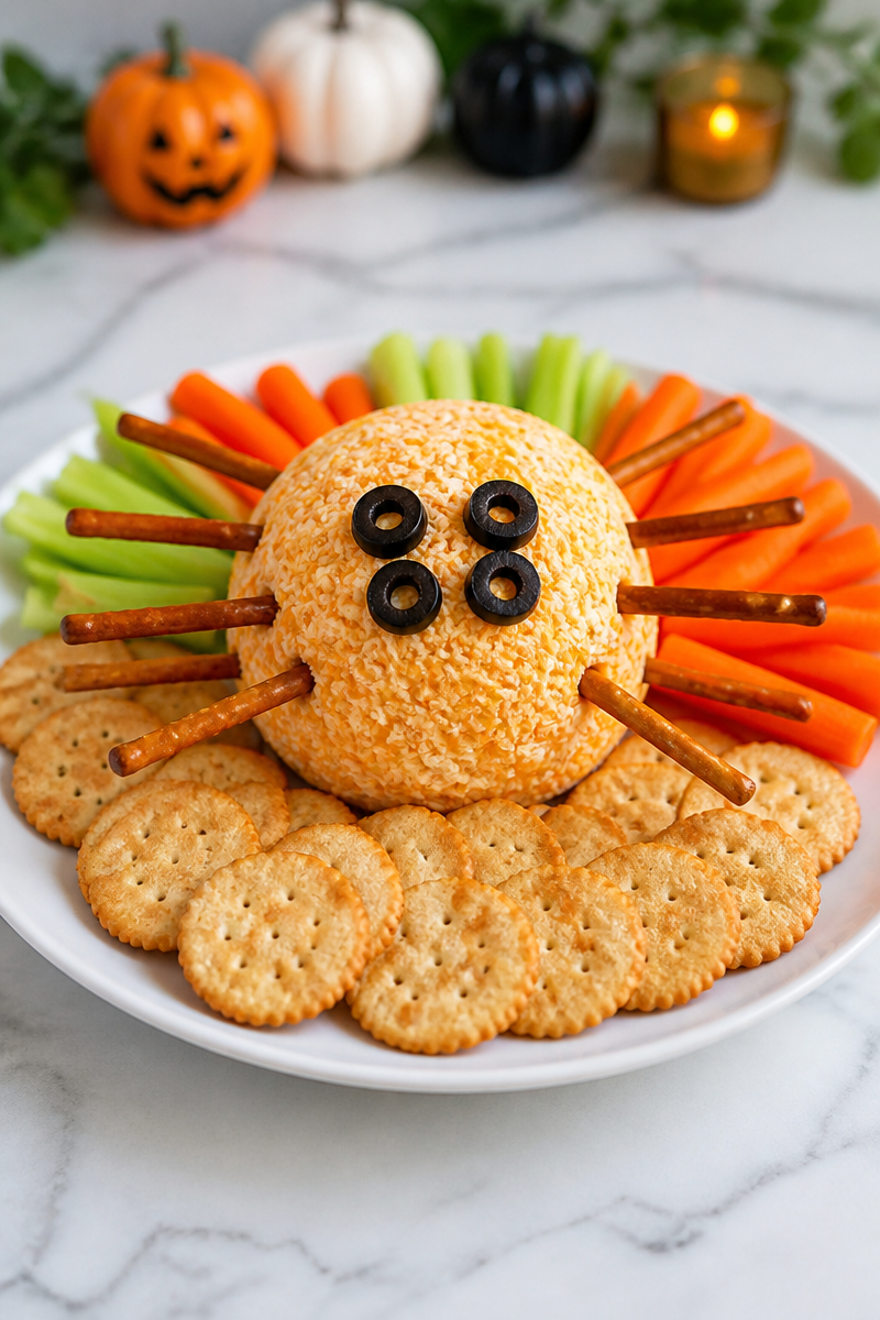 Keto Halloween Cheese Ball Spider