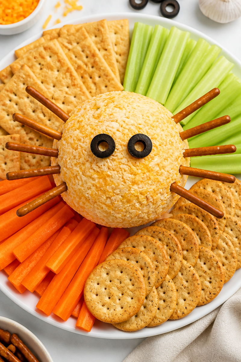 Keto Halloween Cheese Ball Spider