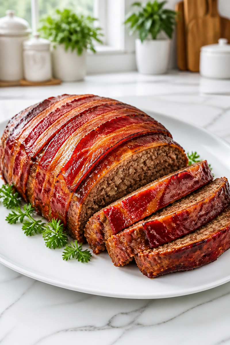 Keto Meatloaf With Bacon Topping Keto Meatloaf With Bacon Topping